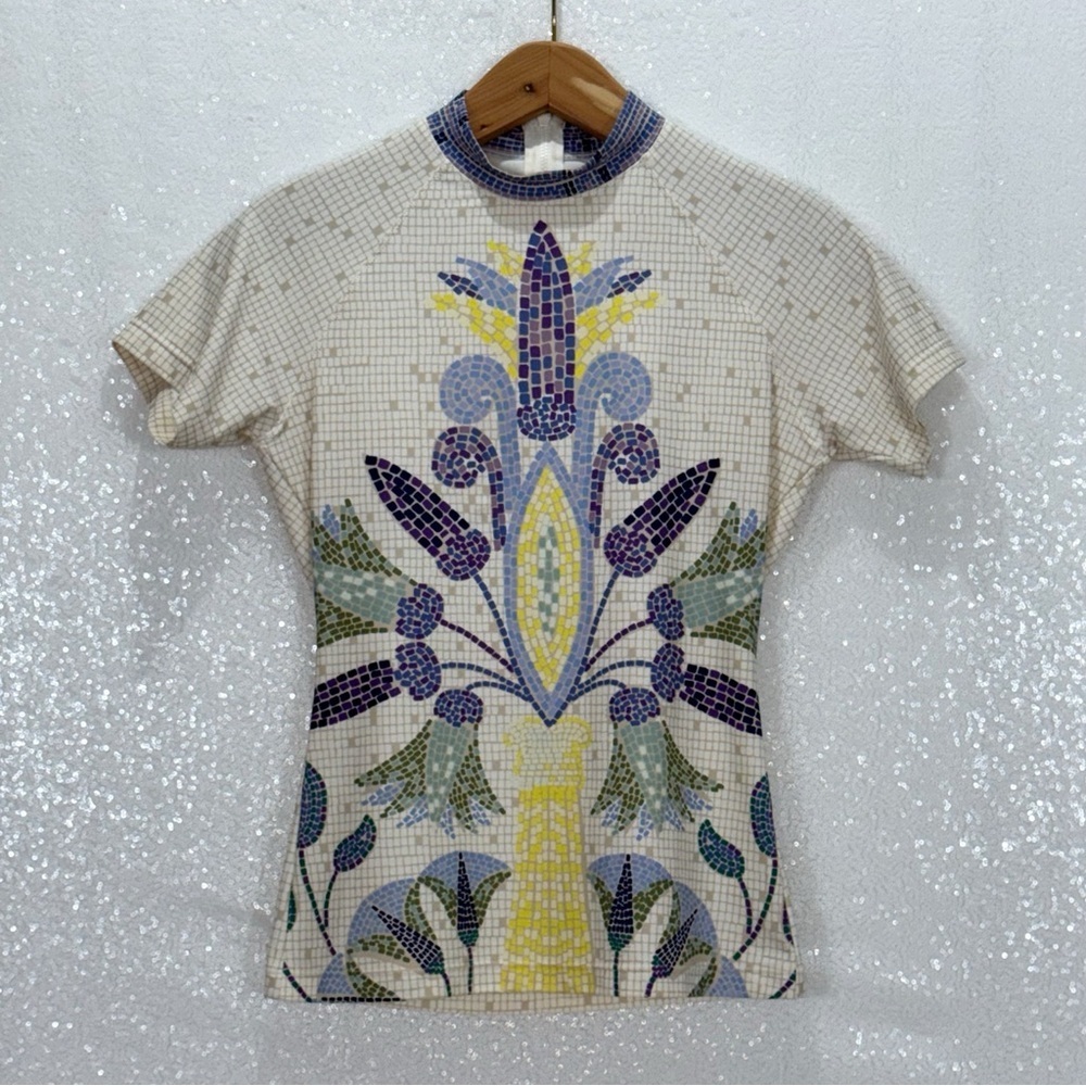 Tory Burch Mosaic Patterned Women's swim Top size small petite - Picture 2 of 16